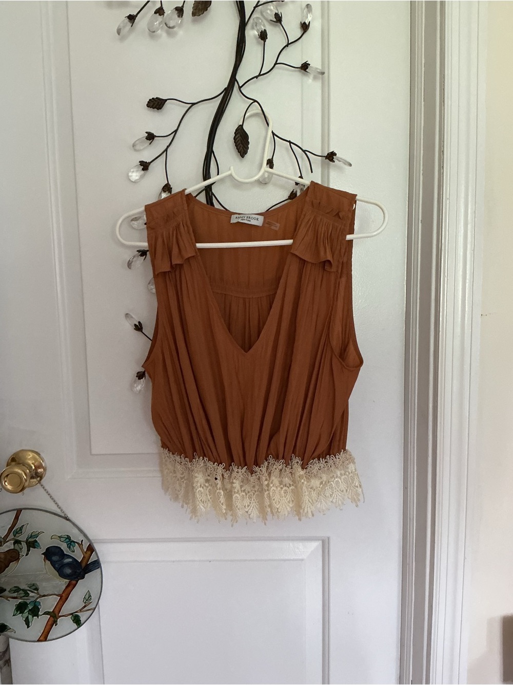 Ramy Brook Rust Lace-Hem Sleeveless Top - Picture 9 of 9